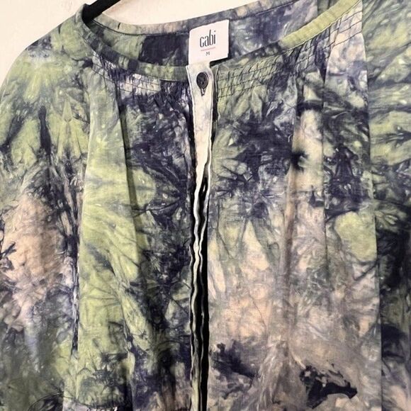 CAbi NWOT Woodstock Linen Blend Tie Dye Oversized Blouse Tunic Top Size Medium M - Picture 11 of 12